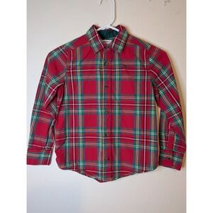 Tommy Bahama Kids Plaid  Shirt Red Green Yellow Long Sleeve Size M 7 8